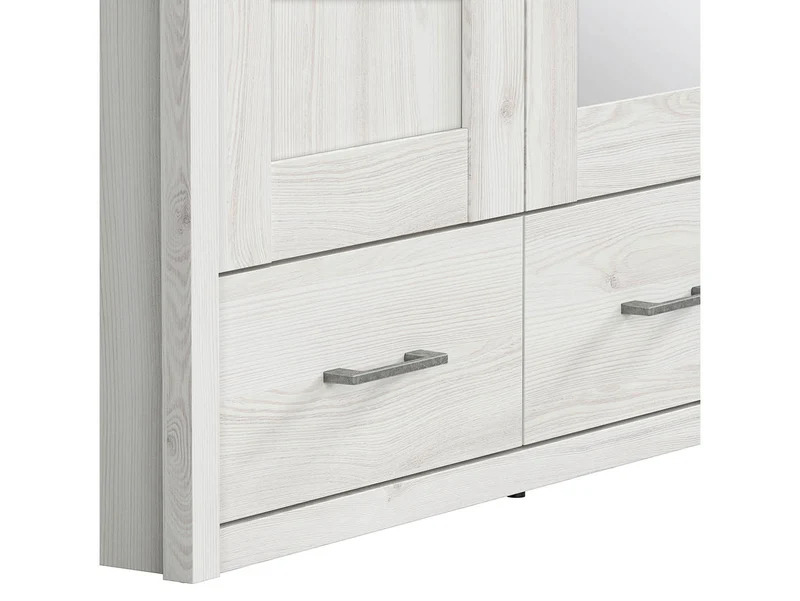 Luca Juzi 3-Door Wardrobe | Mirror Front | 5 Shelves + 3 Drawers | Sibiu Larch | 148×200 cm