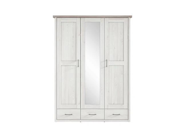 Luca Juzi 3-Door Wardrobe | Mirror Front | 5 Shelves + 3 Drawers | Sibiu Larch | 148×200 cm