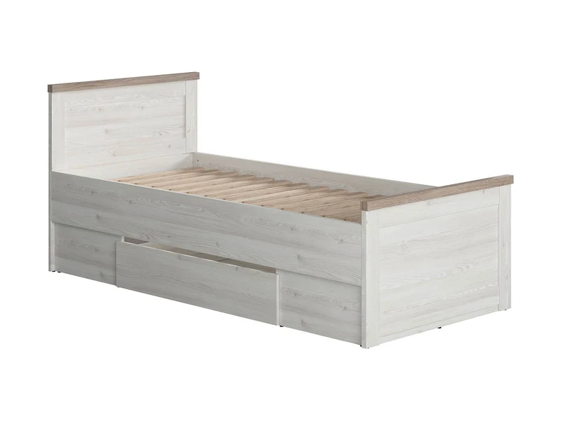 Luca Juzi Single Bed 90×200 cm | Sibiu Larch & Sonoma Oak | Under-Bed Drawer | Provençal