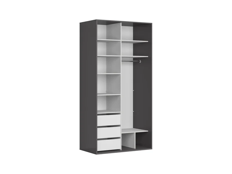 Flex Sliding Door Wardrobe 120 cm | Graphite & Artisan Oak | Mirror | 3 Soft-Close Drawers