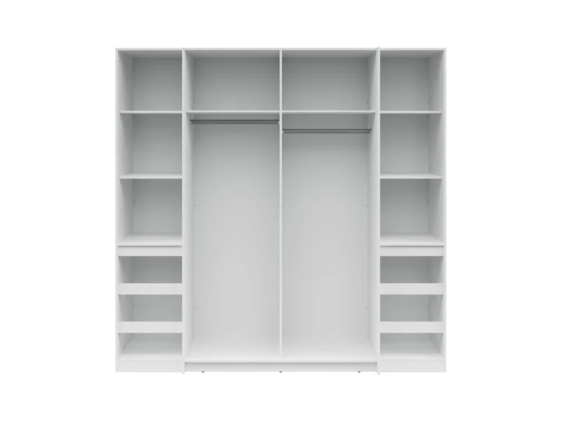 Fabio Wardrobe 215x210 cm – White & Graphite, Sliding + Hinged Doors, 2 Rails & 10 Zones