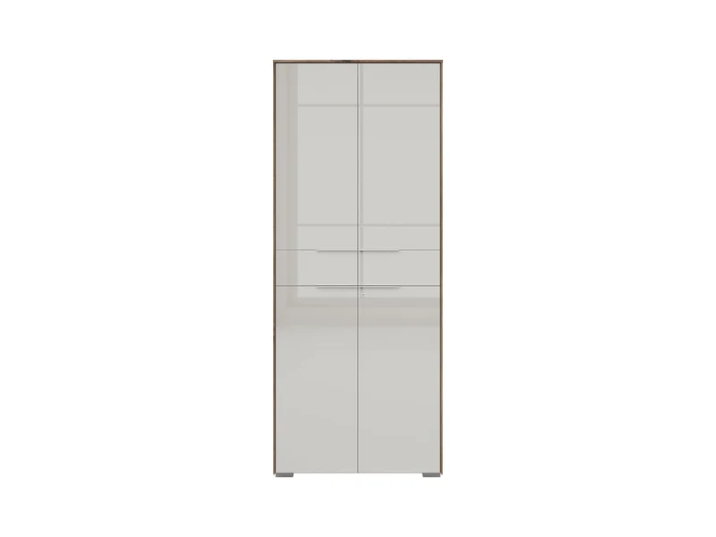Nevada A Office Bookcase 81x199 cm – Dark Flagstaff Oak & Silk Grey Glass Doors