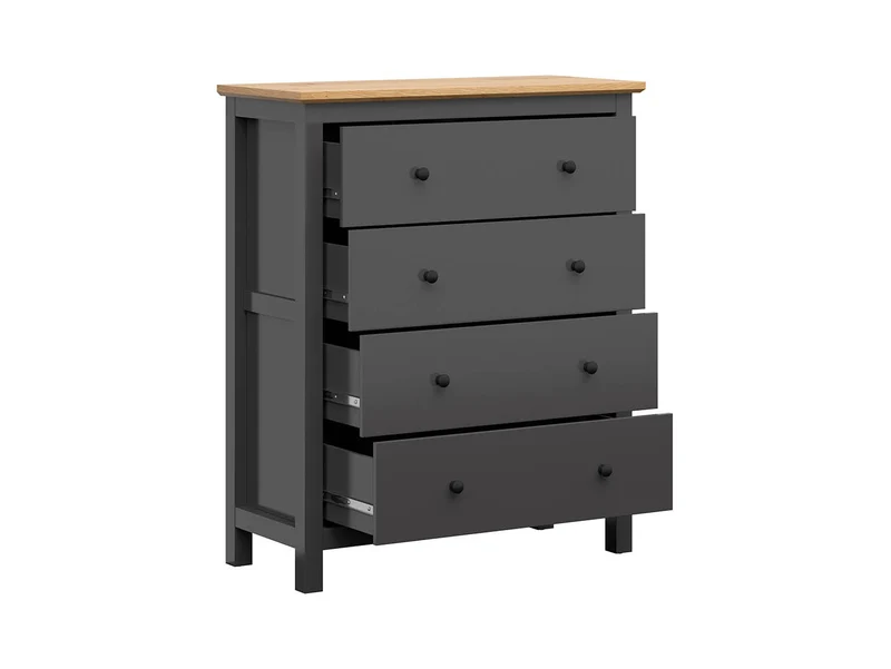 Hesen Chest of Drawers 101 cm – Graphite & Artisan Oak, 4 Wide Drawers