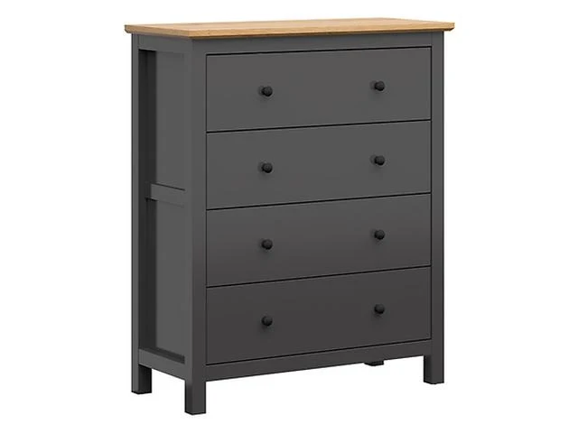 Hesen Chest of Drawers 101 cm – Graphite & Artisan Oak, 4 Wide Drawers
