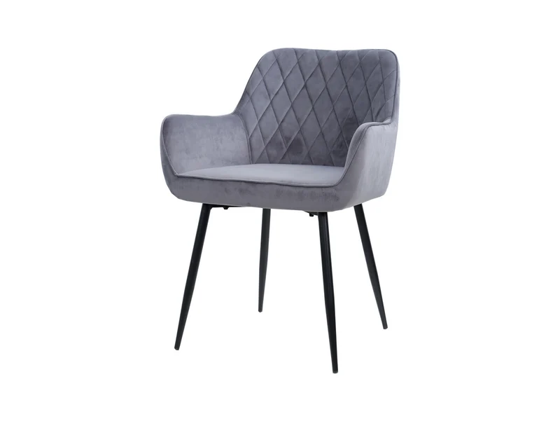Nicolas Upholstered Dining Chair with Armrests – Grey, Decorative Stitching