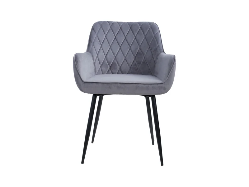 Nicolas Upholstered Dining Chair with Armrests – Grey, Decorative Stitching