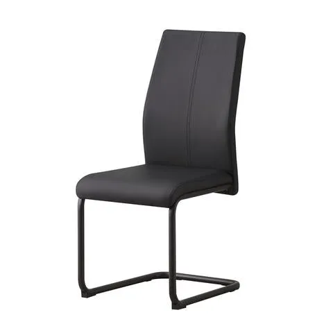 Anne Ph Upholstered Dining Chair – Sled Base, Black, Easy-Clean Fabric