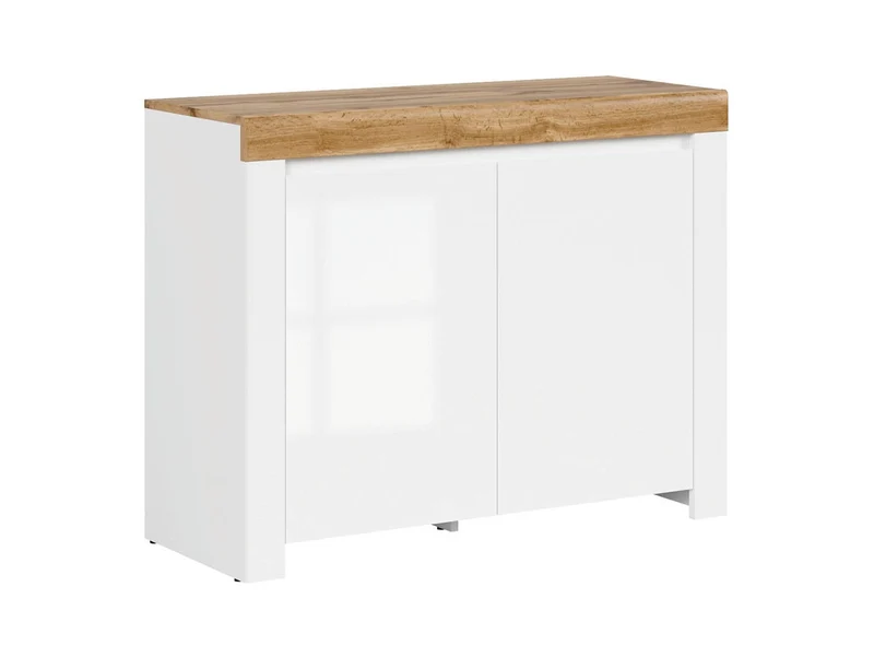 Holten Cabinet 2-Door – White Matt / Wotan Oak Top / White Gloss Fronts