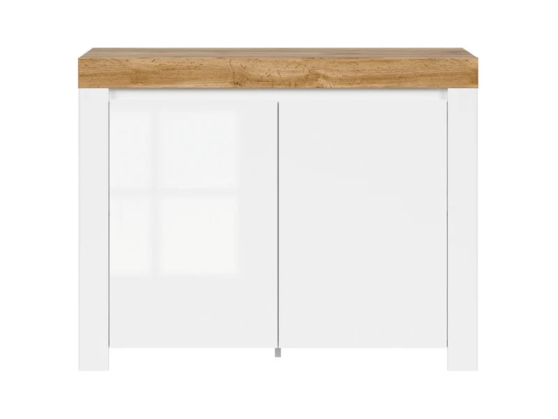 Holten Cabinet 2-Door – White Matt / Wotan Oak Top / White Gloss Fronts