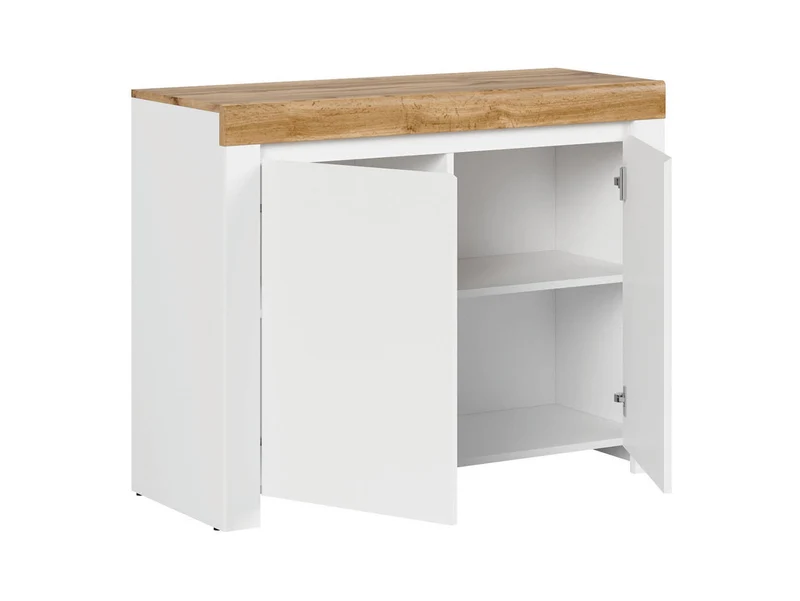 Holten Cabinet 2-Door – White Matt / Wotan Oak Top / White Gloss Fronts