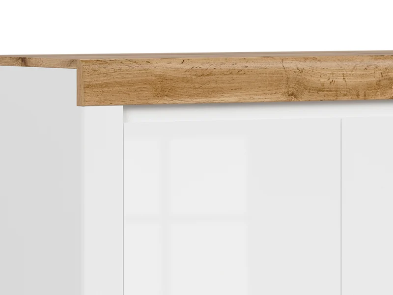 Holten Cabinet 2-Door – White Matt / Wotan Oak Top / White Gloss Fronts