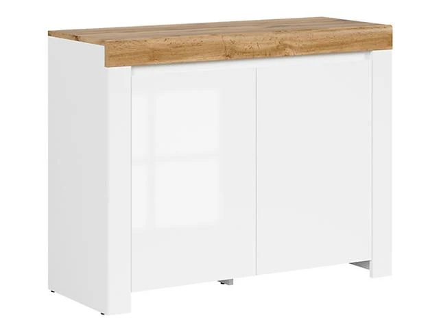 Holten Cabinet 2-Door – White Matt / Wotan Oak Top / White Gloss Fronts