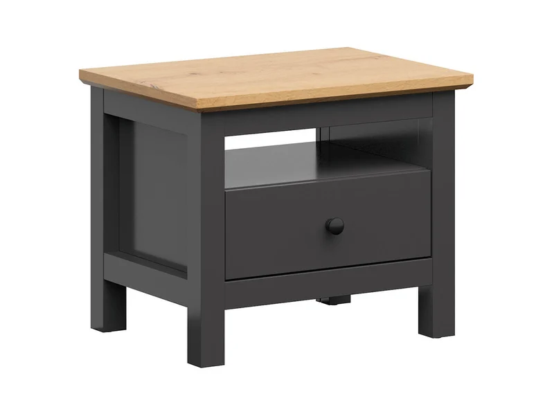 Hesen Bedside Table – Graphite / Artisan Oak