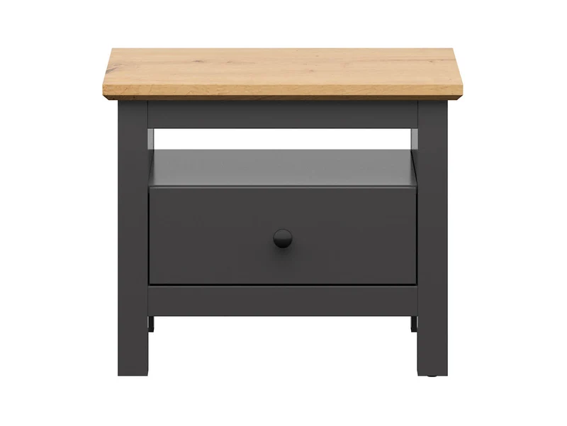 Hesen Bedside Table – Graphite / Artisan Oak