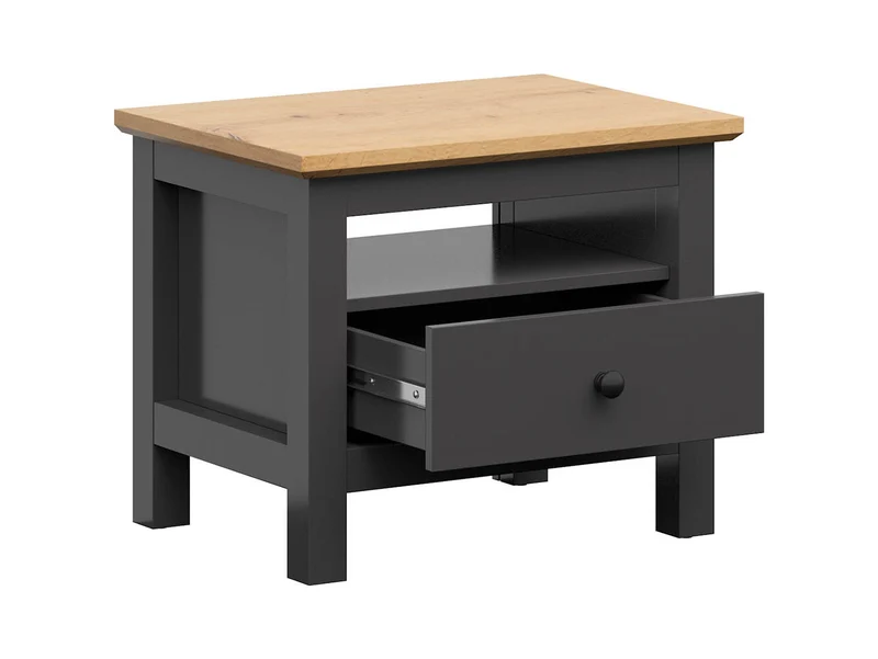 Hesen Bedside Table – Graphite / Artisan Oak