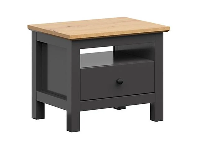 Hesen Bedside Table – Graphite / Artisan Oak