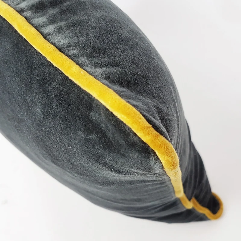Kissenhülle Velours | CORD deepgrey mustard