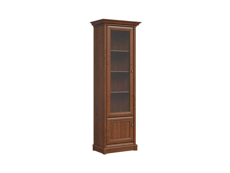 Kent Tall Display Cabinet 70 cm – Chestnut | Left-Hand Glazed Door, 3 Shelves & Lower Cabinet