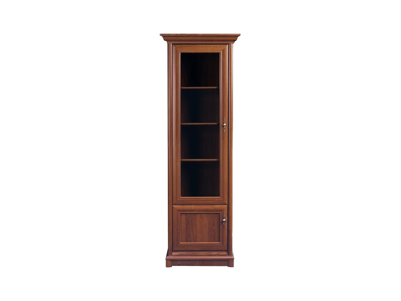 Kent Tall Display Cabinet 70 cm – Chestnut | Left-Hand Glazed Door, 3 Shelves & Lower Cabinet