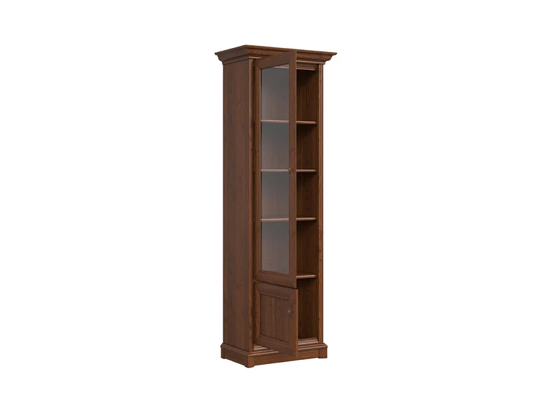 Kent Tall Display Cabinet 70 cm – Chestnut | Left-Hand Glazed Door, 3 Shelves & Lower Cabinet