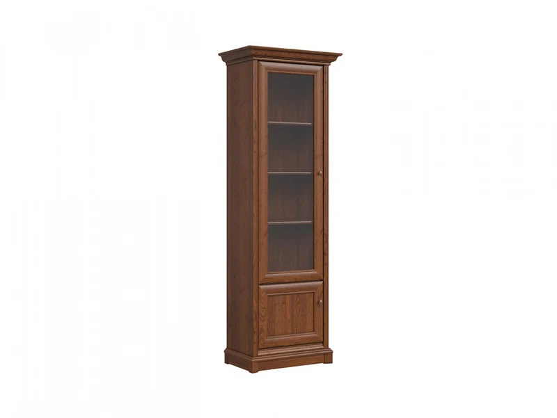 Kent Tall Display Cabinet 70 cm – Chestnut | Left-Hand Glazed Door, 3 Shelves & Lower Cabinet