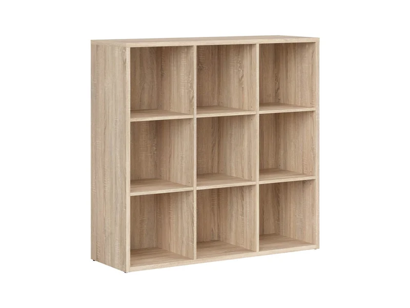 Nepo Plus Bookcase 114 cm – Sonoma Oak | 9 Square Shelves | Modern Display & Storage