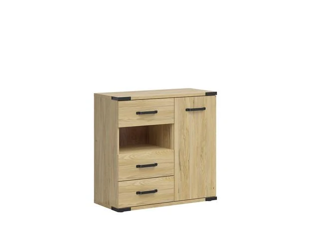 Lara Chest of Drawers — 1 Door, 3 Drawers & Open Shelf, Belarus Ash