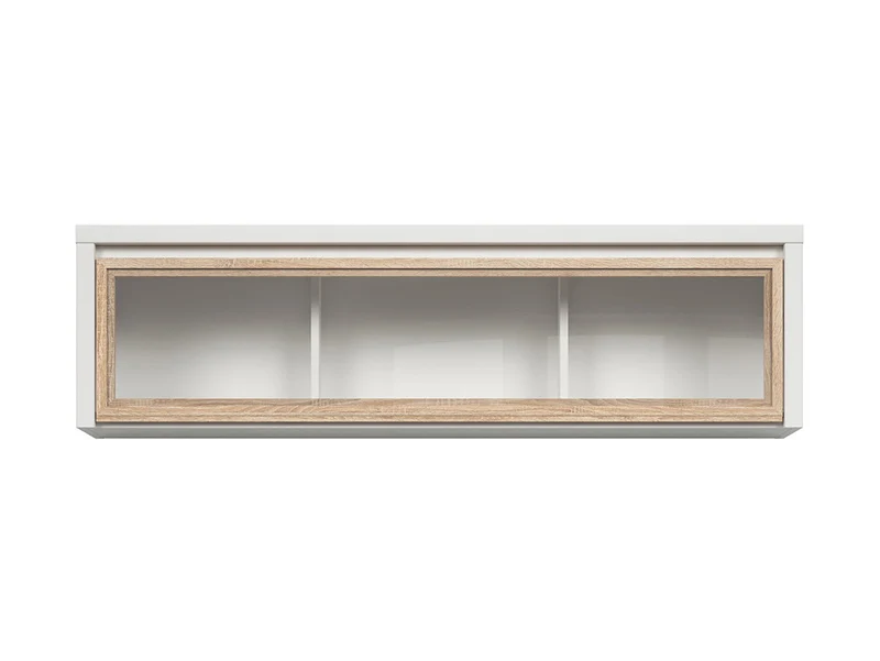 Kaspian Wall-Mounted Display Cabinet — Glazed Door, Dust Protection, White & Sonoma Oak