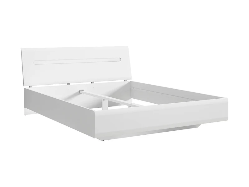 Azteca Trio Bed 160 — Smooth Fronts, Decorative Rail & Interchangeable Trim, White & White Gloss