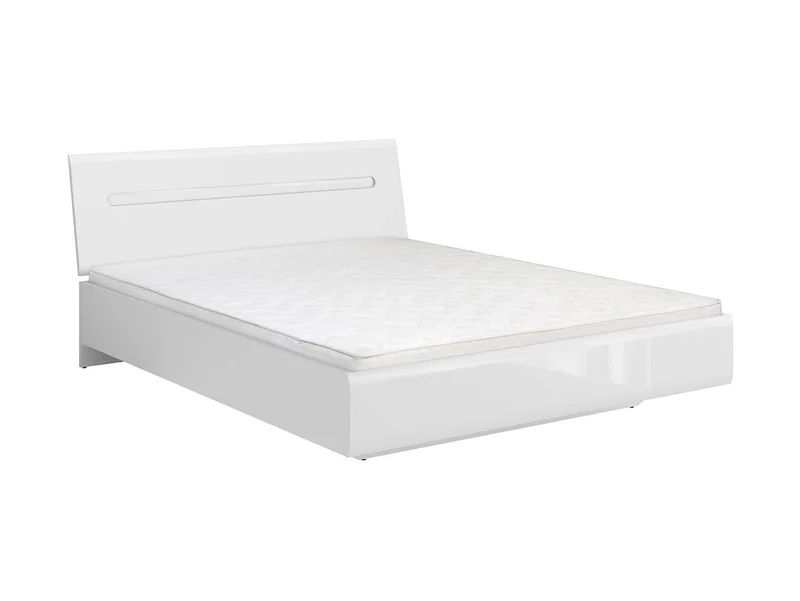 Azteca Trio Bed 160 — Smooth Fronts, Decorative Rail & Interchangeable Trim, White & White Gloss