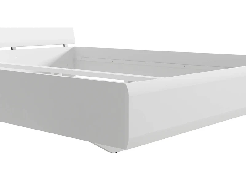 Azteca Trio Bed 160 — Smooth Fronts, Decorative Rail & Interchangeable Trim, White & White Gloss