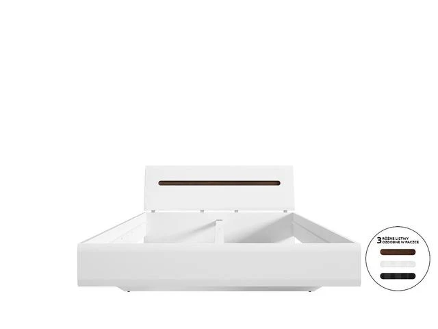 Azteca Trio Bed 160 — Smooth Fronts, Decorative Rail & Interchangeable Trim, White & White Gloss
