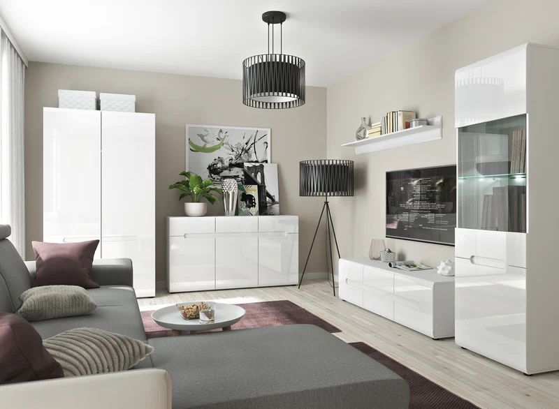 Azteca Trio 2-Door Wardrobe – White & White Gloss, 105 cm