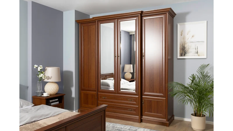 Kent Triple Wardrobe with Mirrors – Chestnut, 227 cm