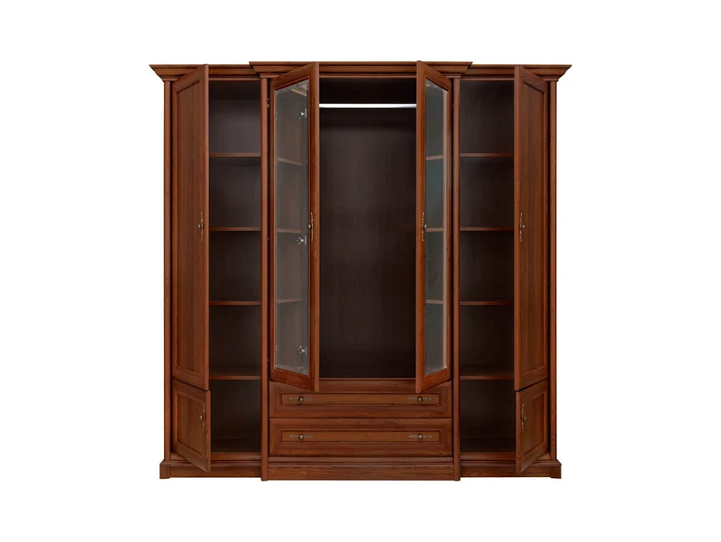 Kent Triple Wardrobe with Mirrors – Chestnut, 227 cm