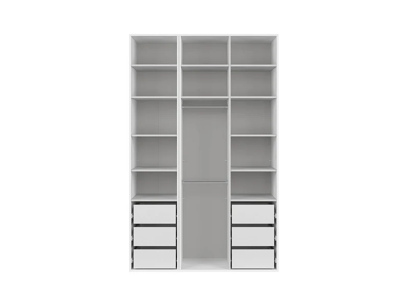 Flex Wardrobe Set 150 cm – 3 Doors with Mirror | White & White Gloss