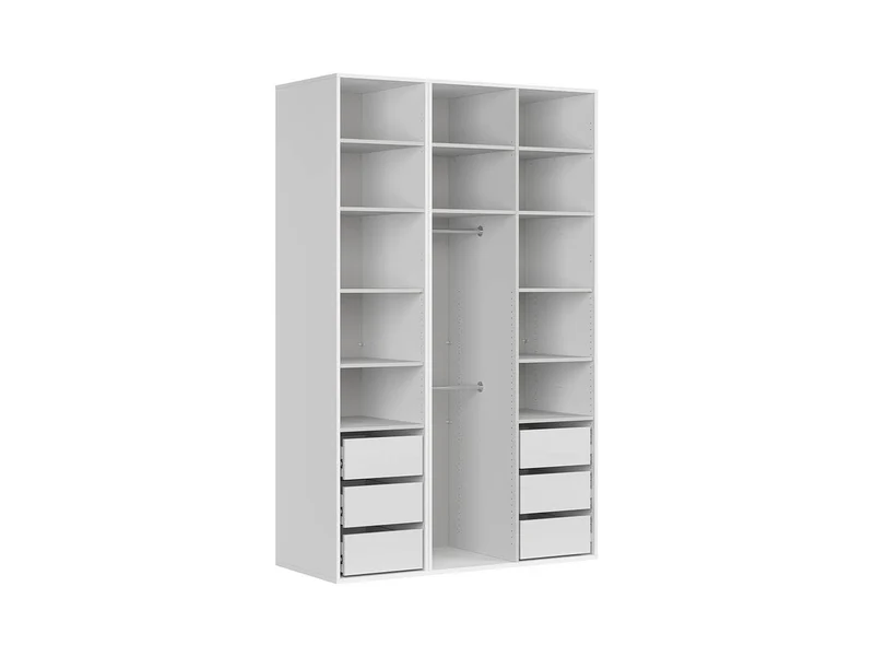 Flex Wardrobe Set 150 cm – 3 Doors with Mirror | White & White Gloss
