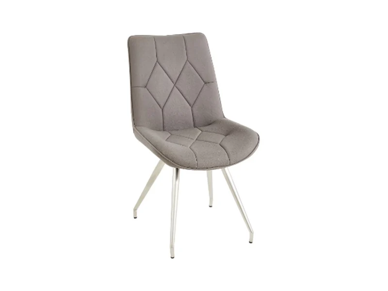 Henry Upholstered Chair | Grey | Geometric Stitching & Metal Legs | 51x66x89cm