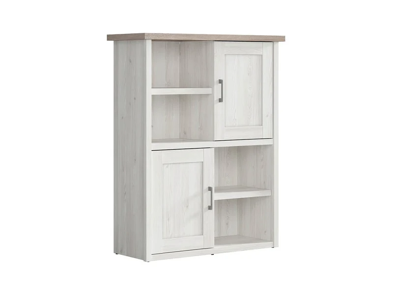 Luca Juzi Bookcase with 2 Doors & Open Shelves | Light Sibiu Larch & Dark Sonoma Oak | 106x135cm