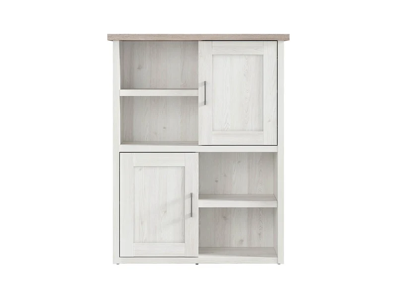 Luca Juzi Bookcase with 2 Doors & Open Shelves | Light Sibiu Larch & Dark Sonoma Oak | 106x135cm