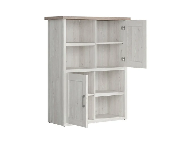 Luca Juzi Bookcase with 2 Doors & Open Shelves | Light Sibiu Larch & Dark Sonoma Oak | 106x135cm