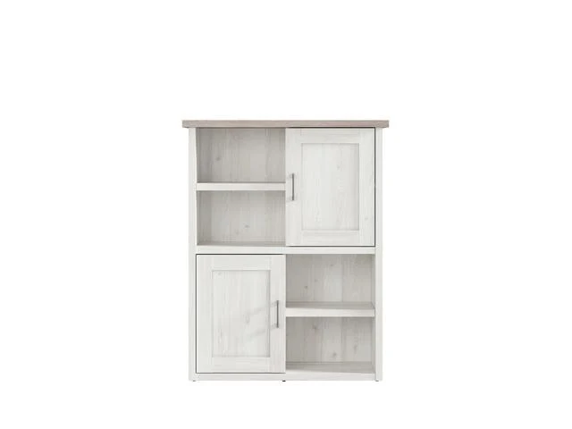 Luca Juzi Bookcase with 2 Doors & Open Shelves | Light Sibiu Larch & Dark Sonoma Oak | 106x135cm