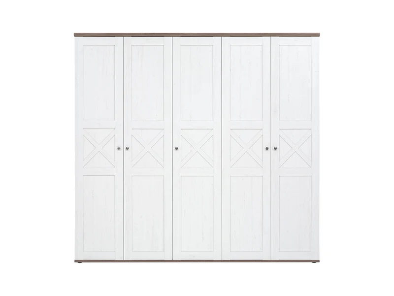 Stockholm 5-Door Wardrobe | Andersen Pine White & Dark Sonoma Oak | 243x226cm | Scandi Style