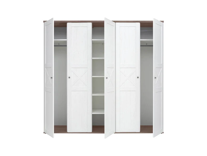Stockholm 5-Door Wardrobe | Andersen Pine White & Dark Sonoma Oak | 243x226cm | Scandi Style
