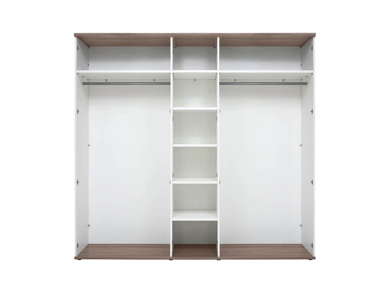 Stockholm 5-Door Wardrobe | Andersen Pine White & Dark Sonoma Oak | 243x226cm | Scandi Style