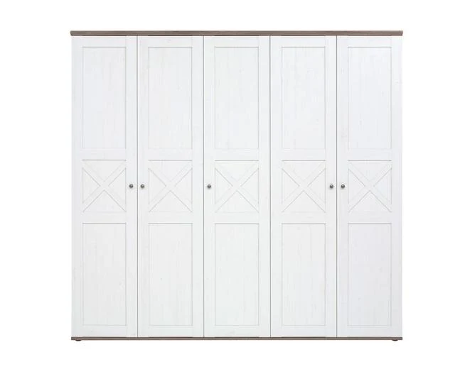 Stockholm 5-Door Wardrobe | Andersen Pine White & Dark Sonoma Oak | 243x226cm | Scandi Style