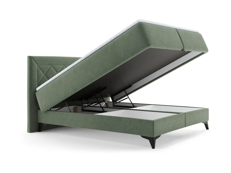 Zalea Upholstered Bed | Pocket Spring Mattress & 4cm Premium Topper | Gas-Lift Storage | 160x200cm
