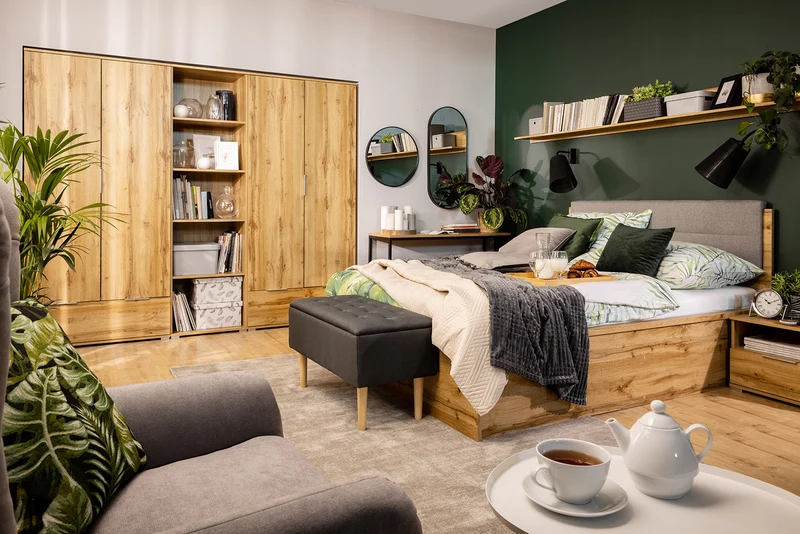 Zele Double Bed Frame | Wotan Oak | 140x200cm | Headboard | Frame Only