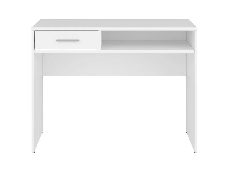 Nepo Plus Desk with Drawer & Open Shelf | White | 100x59x76cm | Scratch-Resistant Top