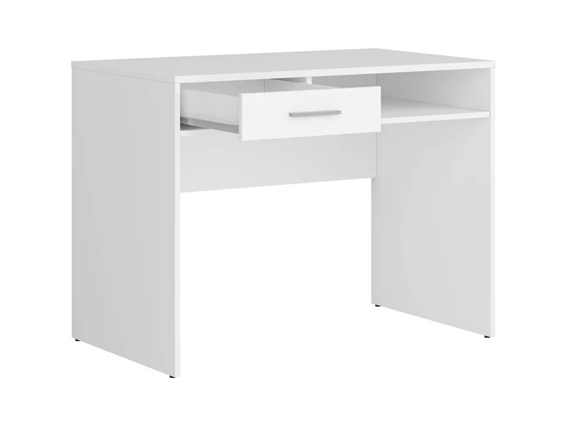 Nepo Plus Desk with Drawer & Open Shelf | White | 100x59x76cm | Scratch-Resistant Top